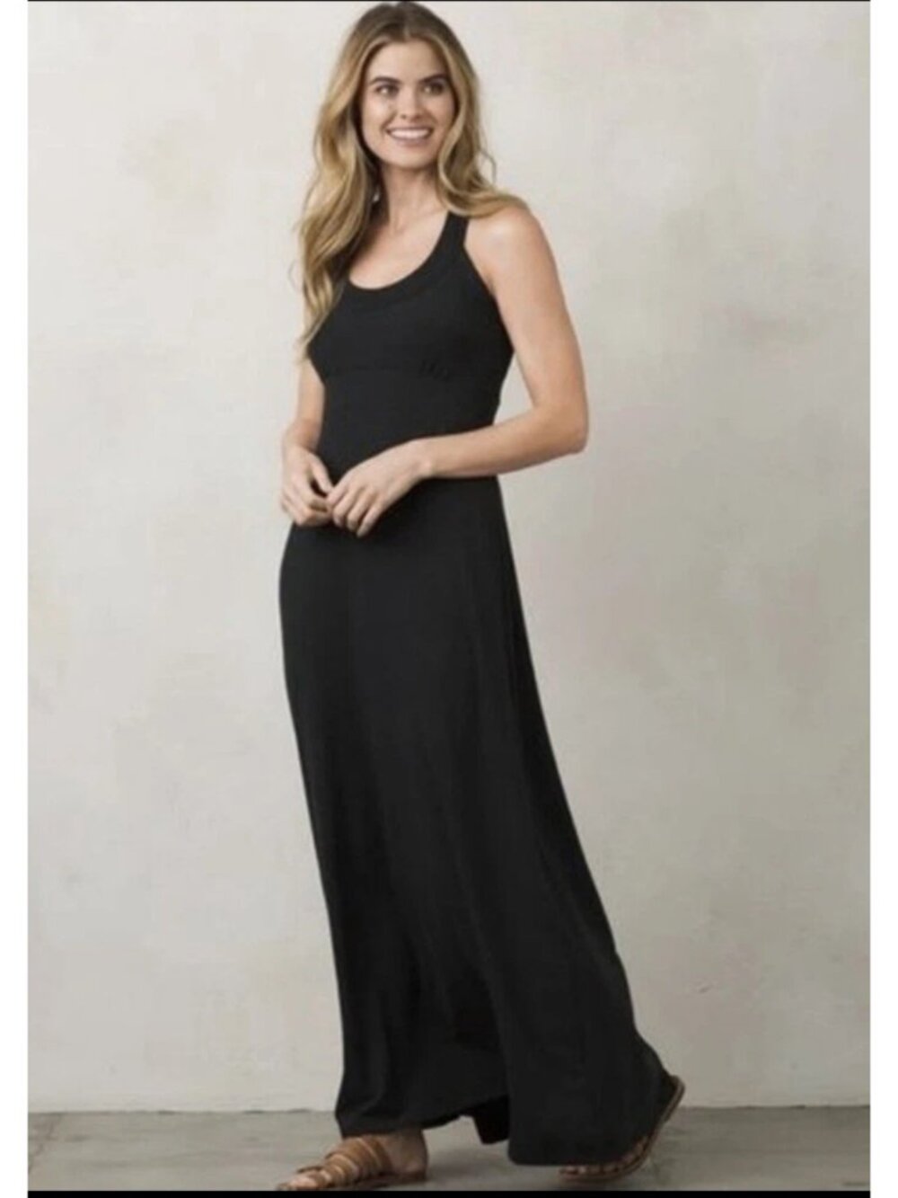 PrAna Cali Maxi Dress Racerback Built-in Bra Black Size Small